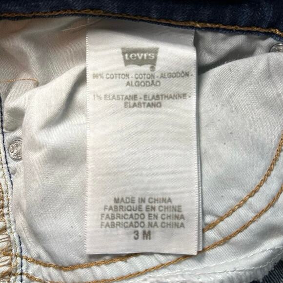 Levi’s 524 Too Superlow Jeans Women 3M Blue Stretch Dark Wash Denim Distressed - Picture 13 of 15